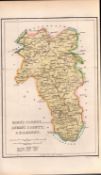 Kings Queens & Kilkenny County Antique Map Mrs Hall Tour of Ireland.