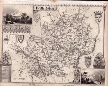 Hertfordshire Steel Engraved Victorian Thomas Moule Map.