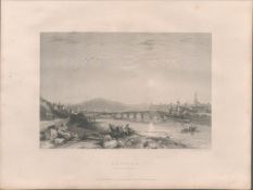 Berwick Upon Tweed Town Antique WH Bartlett 1842 Steel Engraving.