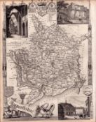 Monmouthshire Steel Engraved Victorian Thomas Moule Antique Map.