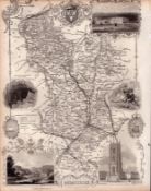 Derbyshire Steel Engraved Victorian Thomas Moule Antique Map.