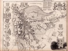 Cambridge University Steel Engraved Victorian Thomas Moule Map.