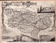 Kent Steel Engraved Victorian Thomas Moule Antique Map.
