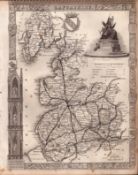 Lancashire Steel Engraved Victorian Thomas Moule Antique Map.