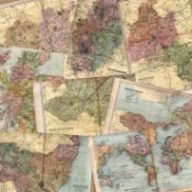 Collection of 11 Coloured Victorian Large Maps GW Bacon 1899 Set 1