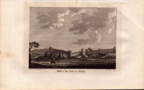 Wales Town Walls of Conway Francis Grose Antique 1783 Copper Engraving.