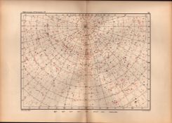 Star Atlas Declination 22 Hr +58 Degrees Astronomy Antique Map