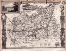 Surrey Steel Engraved Victorian Thomas Moule Antique Map.