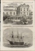 Launch of The City of Dublin Life-Boat Antique Print 1867.