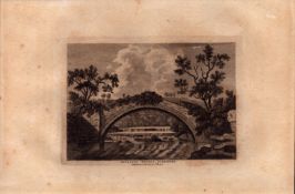 Yorkshire Aysgarth Bridge Francis Grose Antique 1783 Copper Engraving.