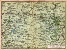 Dartmoor South Section Coloured Vintage 1924 Map.