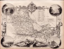 Berkshire Steel Engraved Victorian Thomas Moule Antique Map.