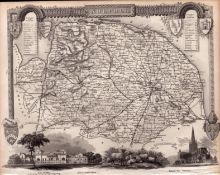 Norfolk Steel Engraved Victorian Thomas Moule Antique Map.