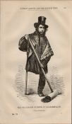 One-Legged Victorian Road Sweeper Antique Rare 1864 Henry Mayhew Print.