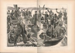 Holding A Proclaimed Meeting At Sea Coast of Cork 1888 Double Page.