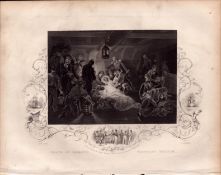 The Death of Lord Nelson Steel Engraved Victorian 1850’s Antique Print.