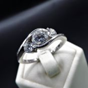 Sterling Silver CZ Gemstone Ring NEW with Gift Pouch