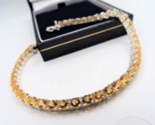 Sterling Silver Golden Citrine Tennis Bracelet 'New' with Gift Box