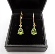 Gold on Sterling Silver Peridot Earrings New with Gift Box