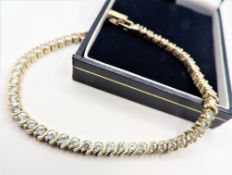 Gold on Sterling Silver 50 Moissanite Gemstone Tennis Bracelet New with Gift Box.