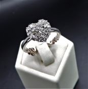 Diamond Cluster I love You Ring 'Platinum on Sterling Silver 'NEW' with Gift Pouch