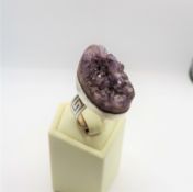 Vintage Artisan Chunky Rough Amethyst Ring c.1970's