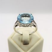 Sterling Silver 6CT Blue Topaz Ring New with Gift Pouch