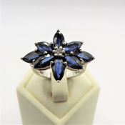 Sterling Silver 6CT Marquise Sapphire Ring 'NEW' with Gift Box