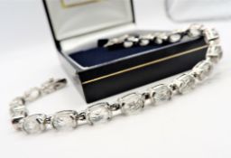 Sterling Silver 19CT Cushion Cut White Sapphire Bracelet with Gift Box