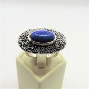 Artisan Sterling Silver Lapus Lazuli Filigree Ring