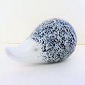 Signed Wedgwood Glass Black & White Speckled Hedgehog