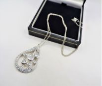 Sterling Silver CZ Pendant Necklace New with Gift Pouch