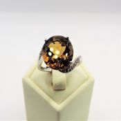 Sterling Silver 8CT Solitaire Palmeria Citrine Ring New with Gift Box