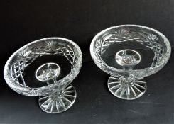 Pair Lead Crystal Tazzas by Zawiercie Poland New Labels Still Attached