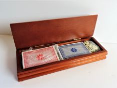 Playing Cards and Dice in Wooden Box Set