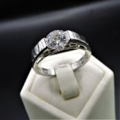 Sterling Silver Solitaire CZ Gemstone Ring with Gift Pouch