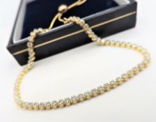 Gold on Sterling Silver Gemstone Slider Tennis Bracelet 'NEW' with Gift Pouch