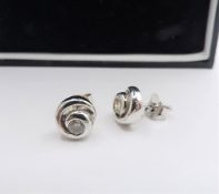 Sterling Silver White Sapphire Stud Earrings with Gift Pouch