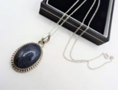 vintage Sterling silver Lapus Lazuli Pendant Necklace