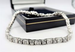 Sterling Silver 42 CZ Gemstone Tennis Bracelet with Gift Box