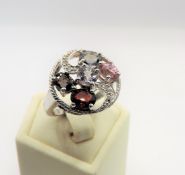 Sterling Silver Multi Colour Tourmaline Gemstone Ring 'NEW with Gift Pouch'