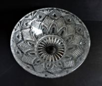 Vintage Bohemian Czech Hand Cut Crystal Bowl 26cm Diameter