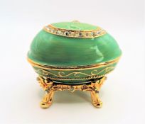 Faberge Style Jewelled Enamel Egg Trinket Box & Stand