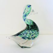 Wedgwood Speckled Glass Duck Signed on Base c. 1970's