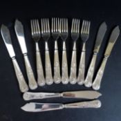 Set 12 Kings Pattern Silver Plated Fish Knives and Forks