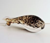 Wedgwood Speckled Glass Fish Paperweight Signed Circa 1970's