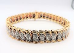 Gold on Sterling Silver Diamond Bracelet with Gift Box