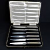 Set 6 Joseph Rogers & Sons Sterling Silver Handled Tea Knives Hallmarked 1937