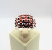 Sterling Silver Garnet Cluster Ring New with Gift Pouch