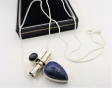 Artisan Sterling Silver Lapus Lazuli Pendant Necklace